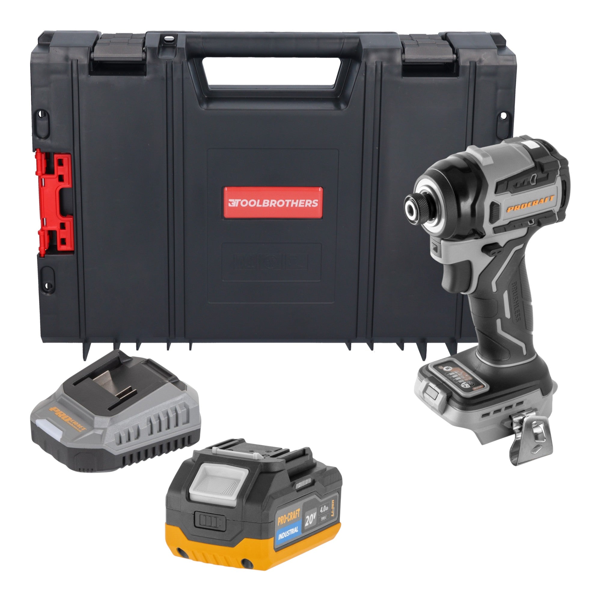 Procraft Industrial ID20Abb Akku Schlagschrauber 20 V 180 Nm 1 4 1x Akku 4 0 Ah Ladegeraet RHINO Toolcase 0 - toolbrothers