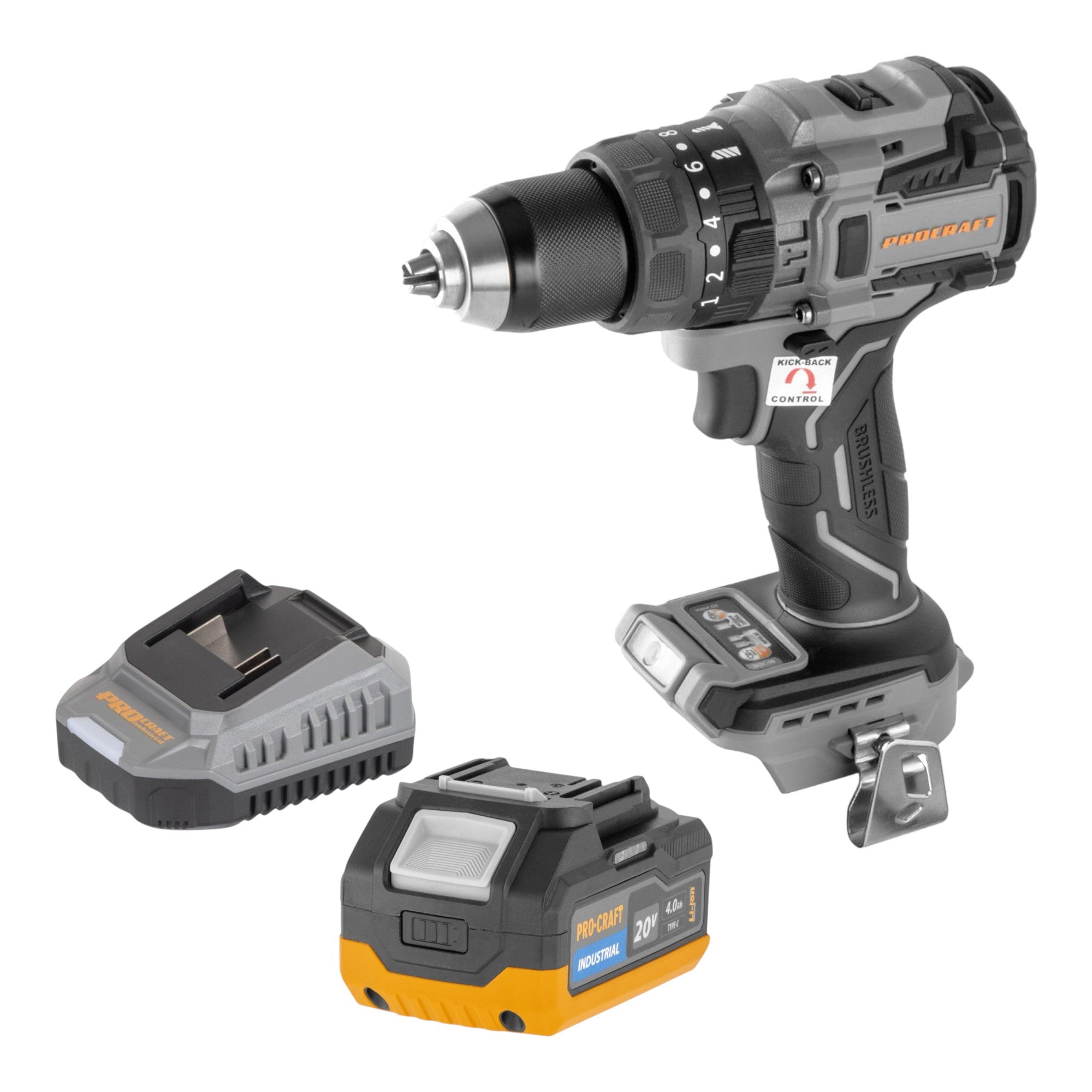 Procraft Industrial CD20B BB Akku Schlagbohrschrauber 20 V 150 Nm Brushless 1x Akku 4 0 Ah Ladegeraet 0 - toolbrothers