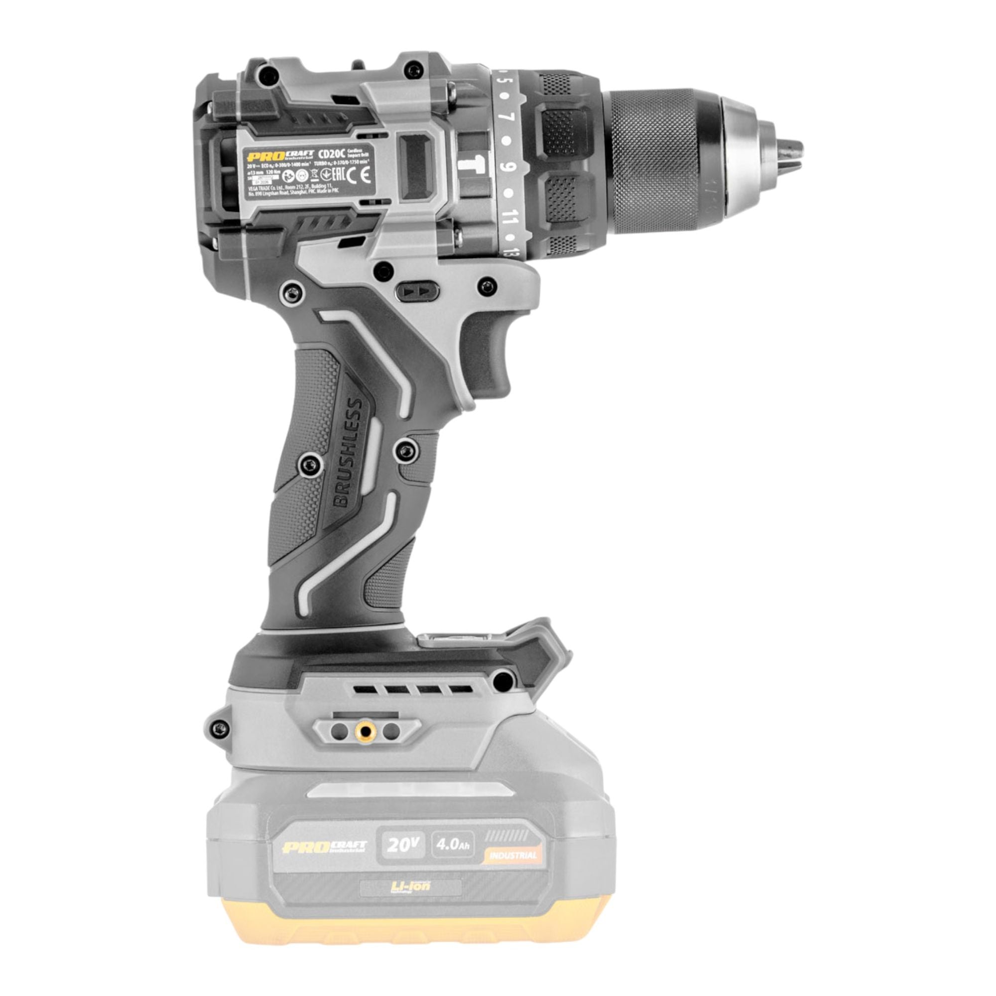 ProCraft Industrial CD20C BB Akku Schlagbohrschrauber 20 V 120 Nm Brushless 1x Akku 4 0 Ah ohne Ladegeraet 4 - toolbrothers