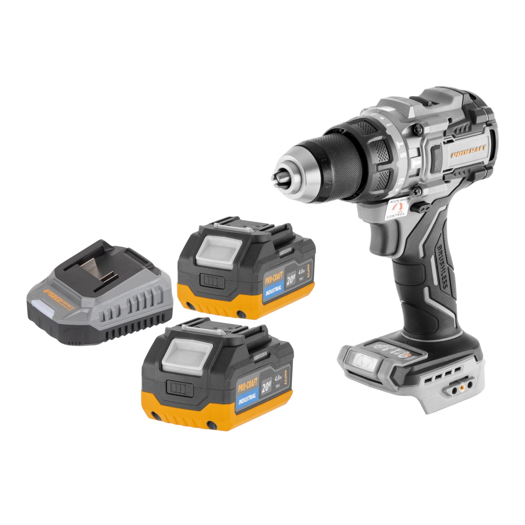 ProCraft Industrial CD20C BB Akku Schlagbohrschrauber 20 V 120 Nm Brushless 2x Akku 4 0 Ah Ladegeraet 0 - toolbrothers