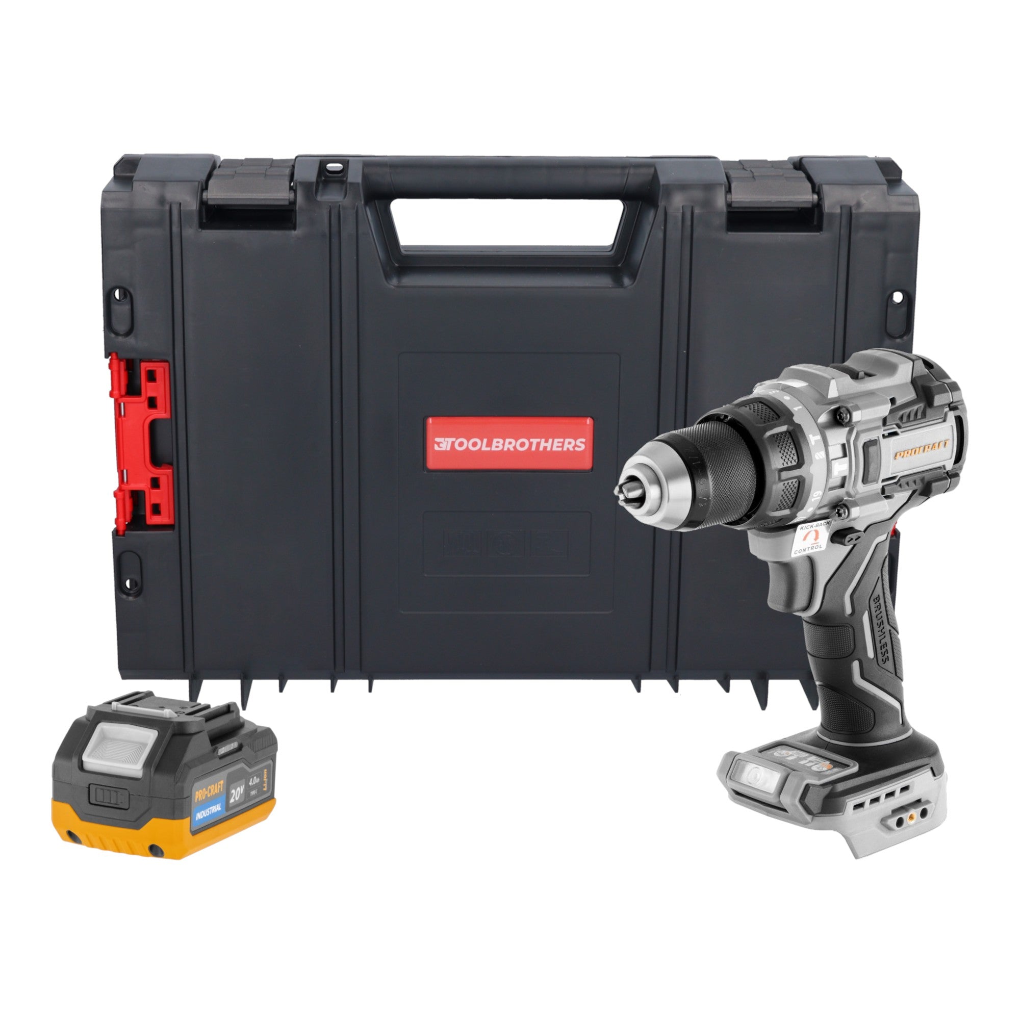 ProCraft Industrial CD20C BB Akku Schlagbohrschrauber 20 V 120 Nm Brushless 1x Akku 4 0 Ah RHINO Toolcase ohne Ladegeraet 0 - toolbrothers