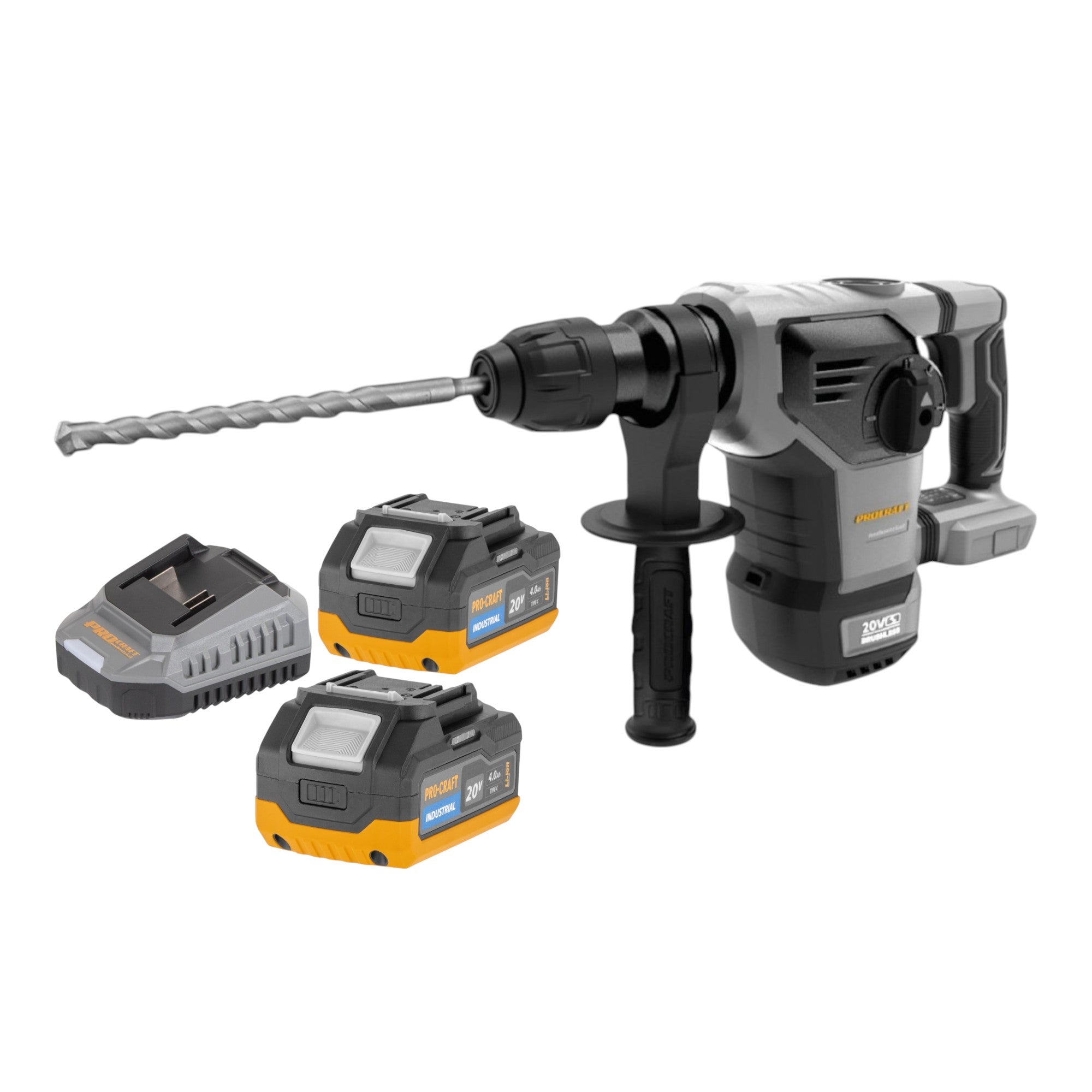 Procraft Industrial HD20B BB Akku Kombihammer 20 V 5 J SDS plus Brushless 2x Akku 4 0 Ah Ladegeraet 0 - toolbrothers