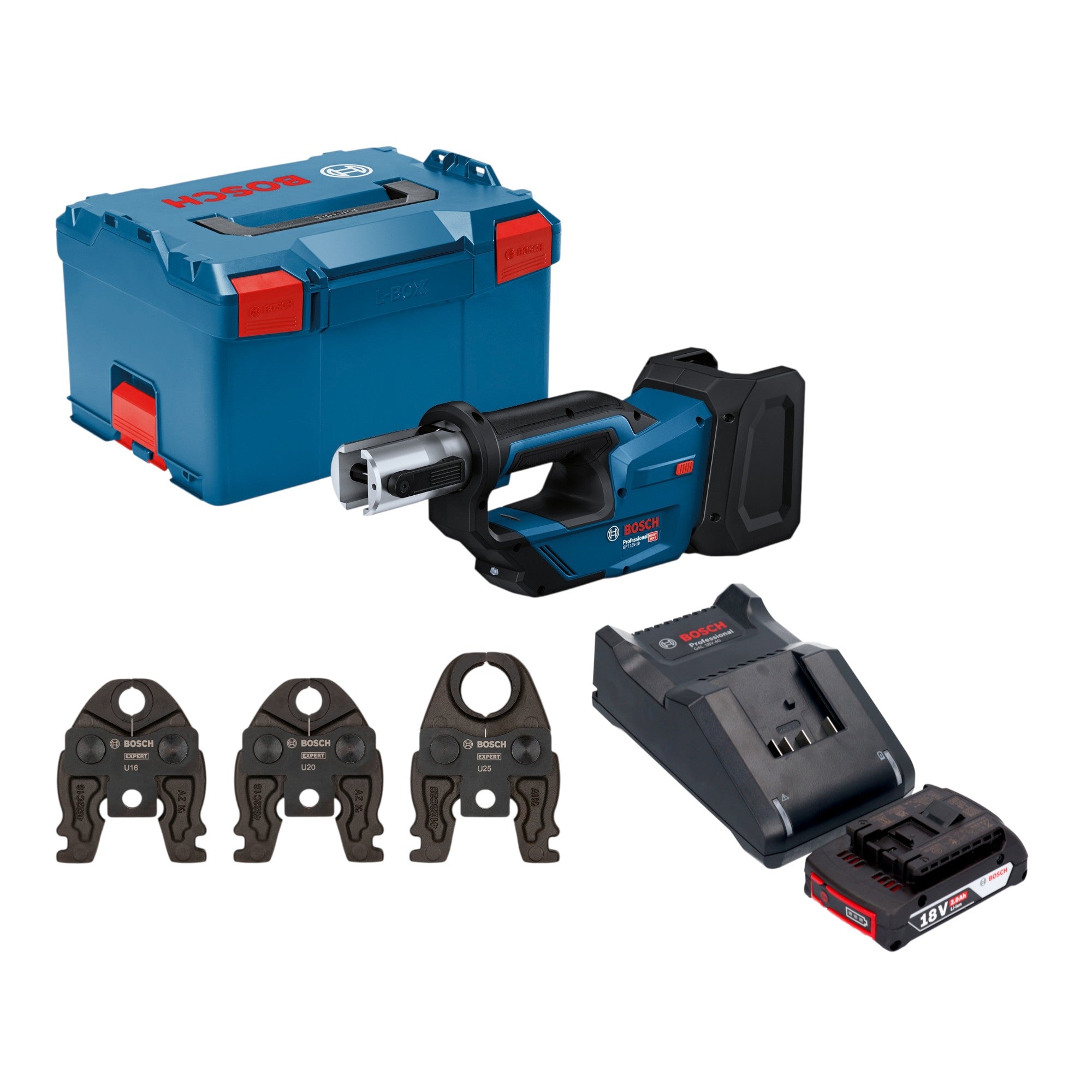 Bosch GPT 18V 19 Professional Akku Presswerkzeug 18 V 21 kN 1x Akku 2 0 Ah Ladegeraet 3x Pressbacke L Boxx 0 - toolbrothers