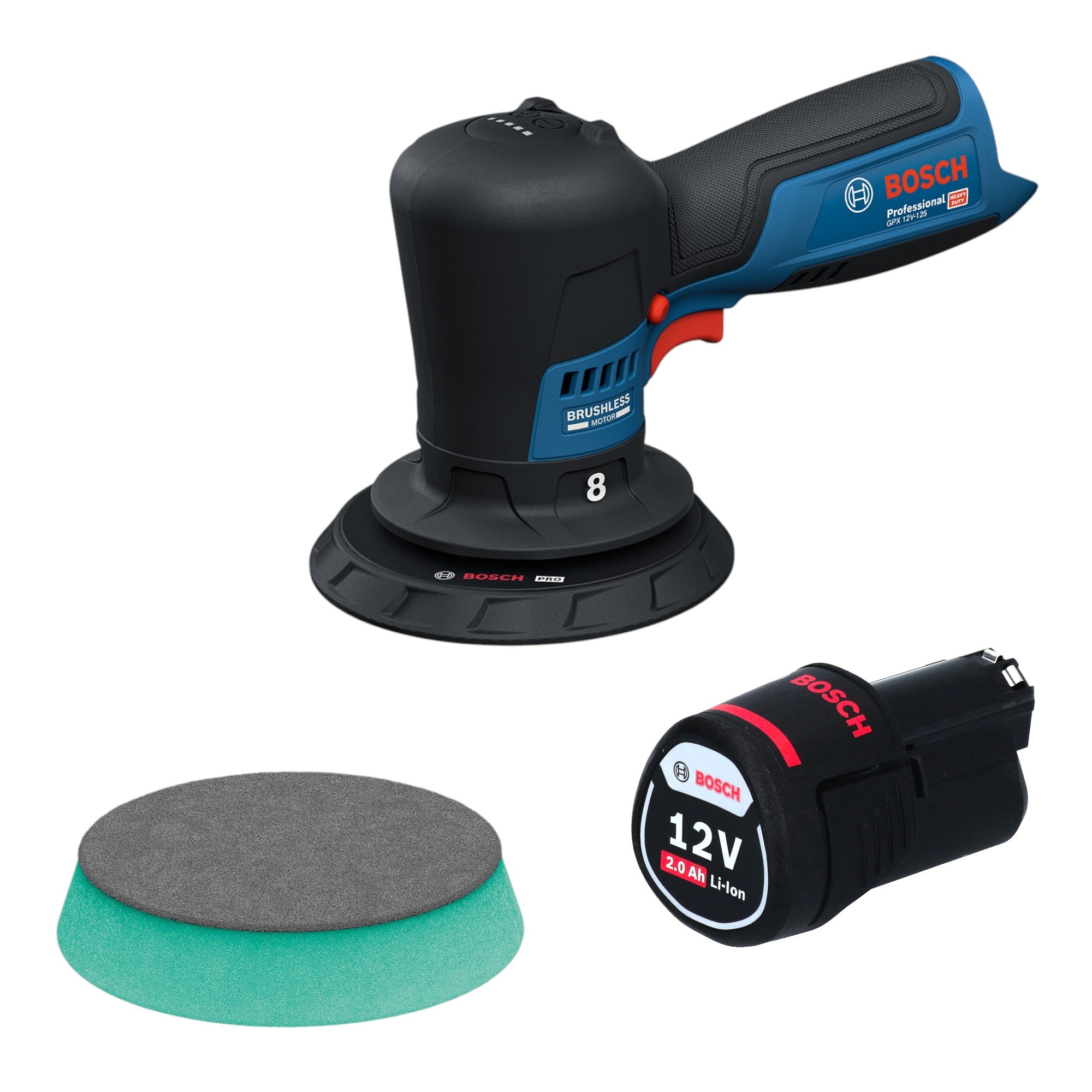 Bosch GPX 12V 125 Akku Polierer 12 V 125 mm Brushless 1x Akku 2 0 Ah ohne Ladegeraet 0 - toolbrothers