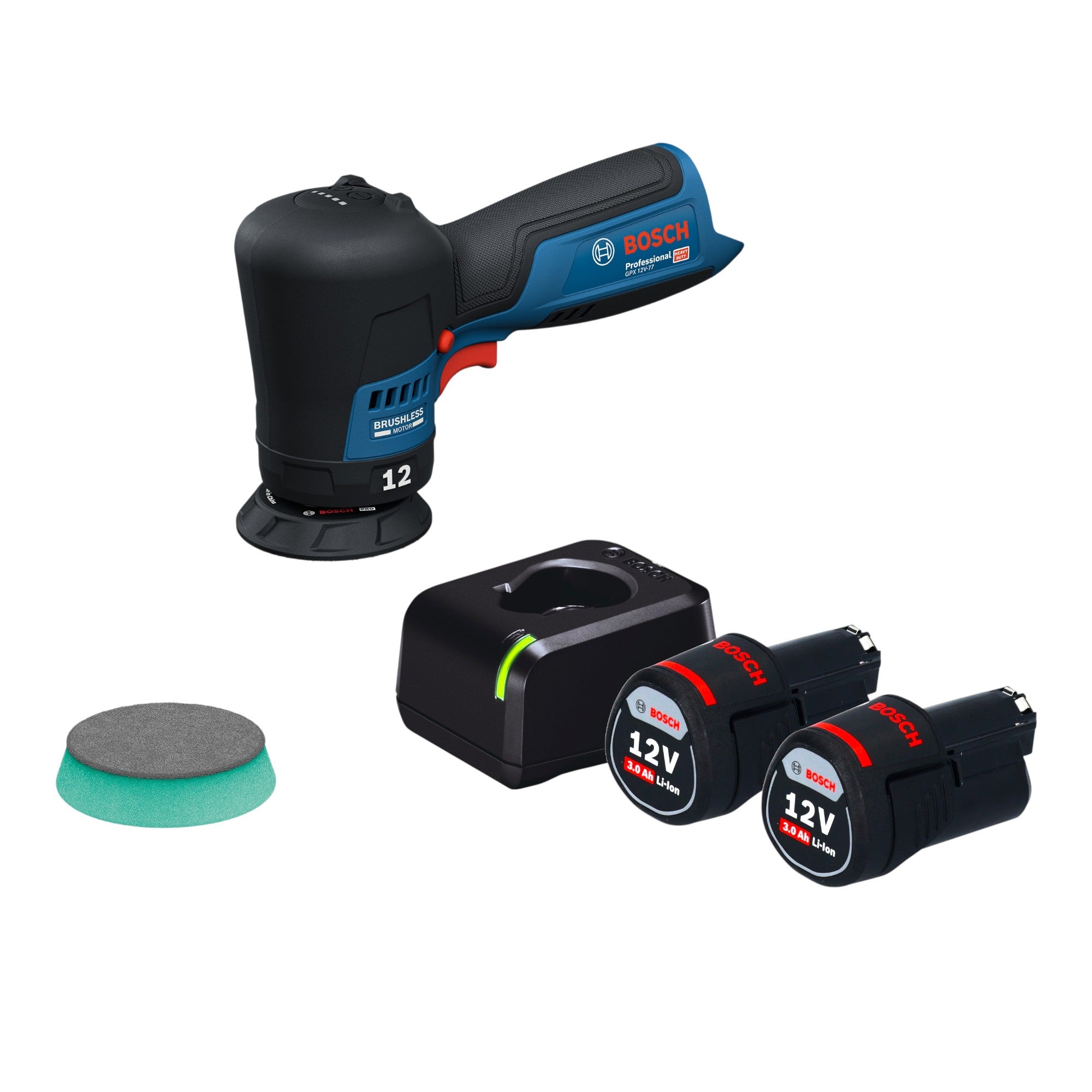 Bosch GPX 12V 77 Akku Polierer 12 V 77 mm Brushless 2x Akku 3 0 Ah Ladegeraet 0 - toolbrothers
