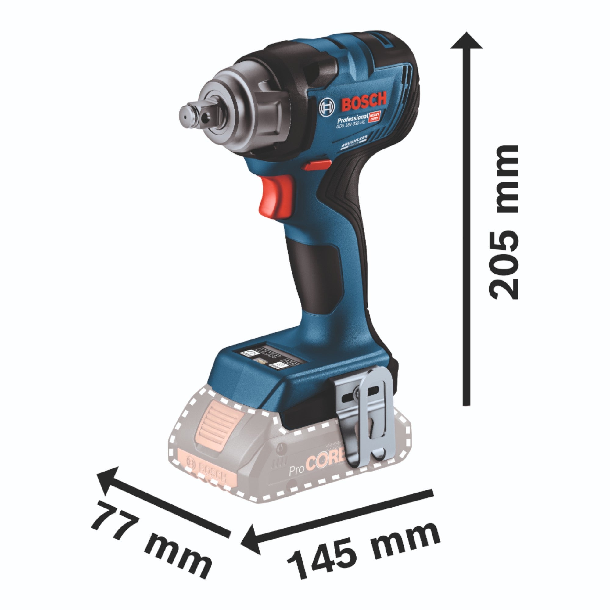 Bosch GDS 18V 330 HC Professional Akku Schlagschrauber 18 V 330 Nm 1 2 Brushless 1x Akku 2 0 Ah ohne Ladegeraet 2 - toolbrothers