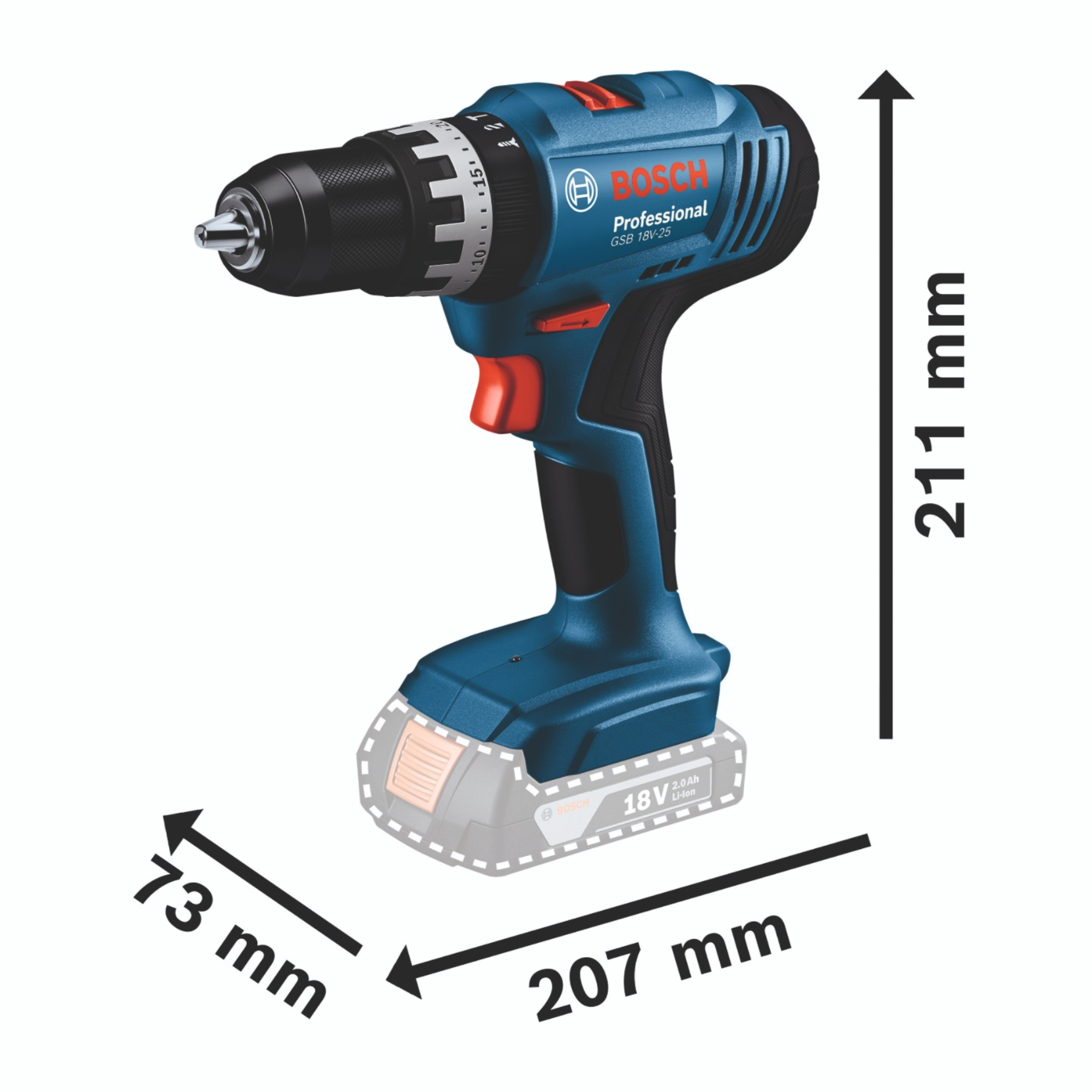Bosch GSB 18V 25 Professional Akku Schlagbohrschrauber 18 V 56 Nm 2x Akku 2 0 Ah Ladegeraet 1 - toolbrothers