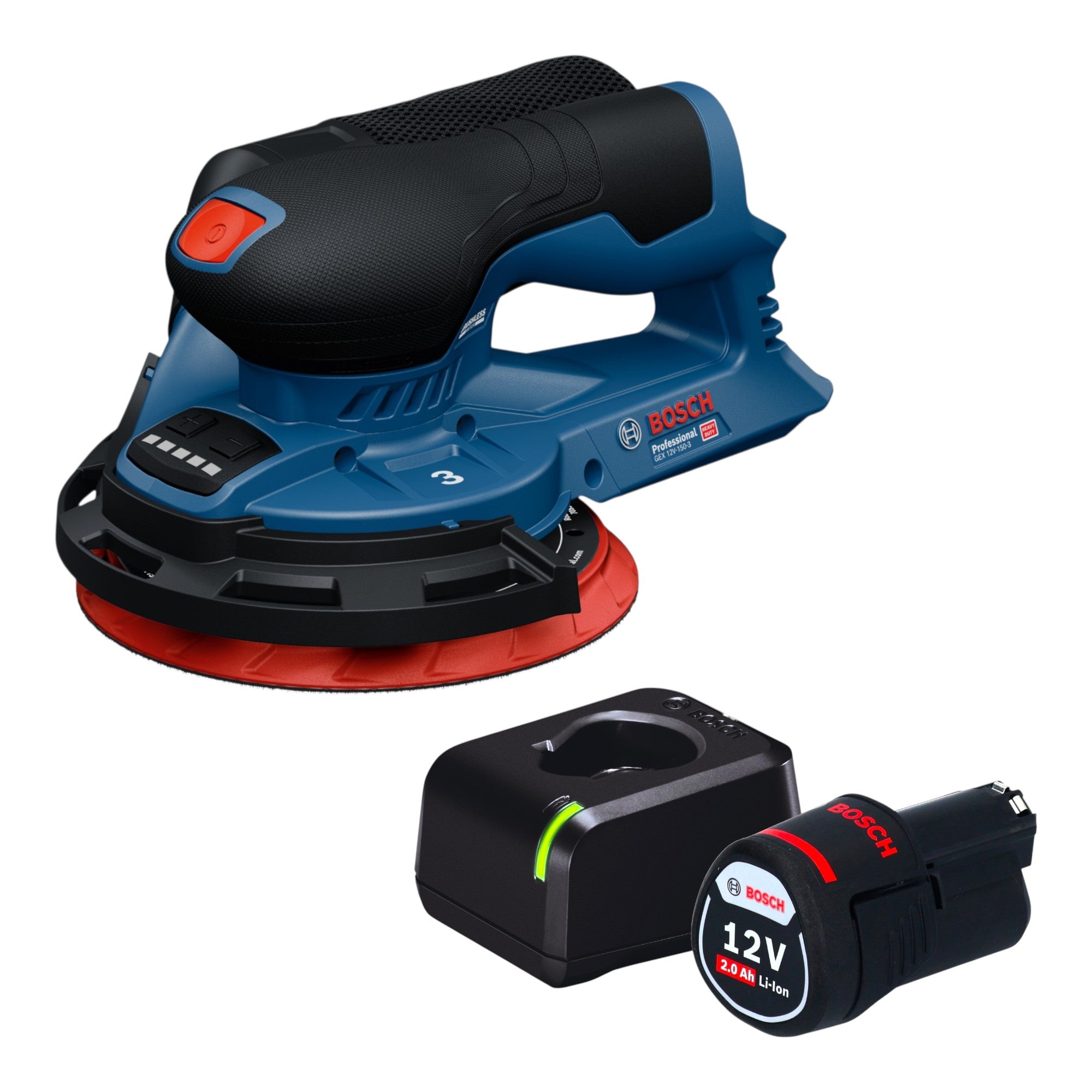 Bosch GEX 12V 150 3 Professional Akku Exzenterschleifer 12 V 150 mm Brushless 1x Akku 2 0 Ah Ladegeraet 0 - toolbrothers
