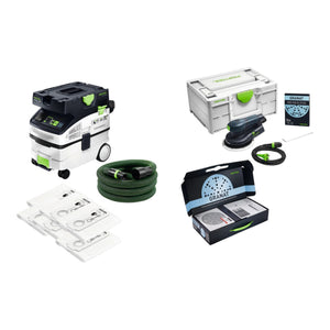 Festool CTM MIDI/ETS EC/GR/FIS Combo Set Staubfrei ( 578866 ) mit Absaugmobil + Exzenterschleifer + 60 tlg. Schleifmittel Set + Systainer