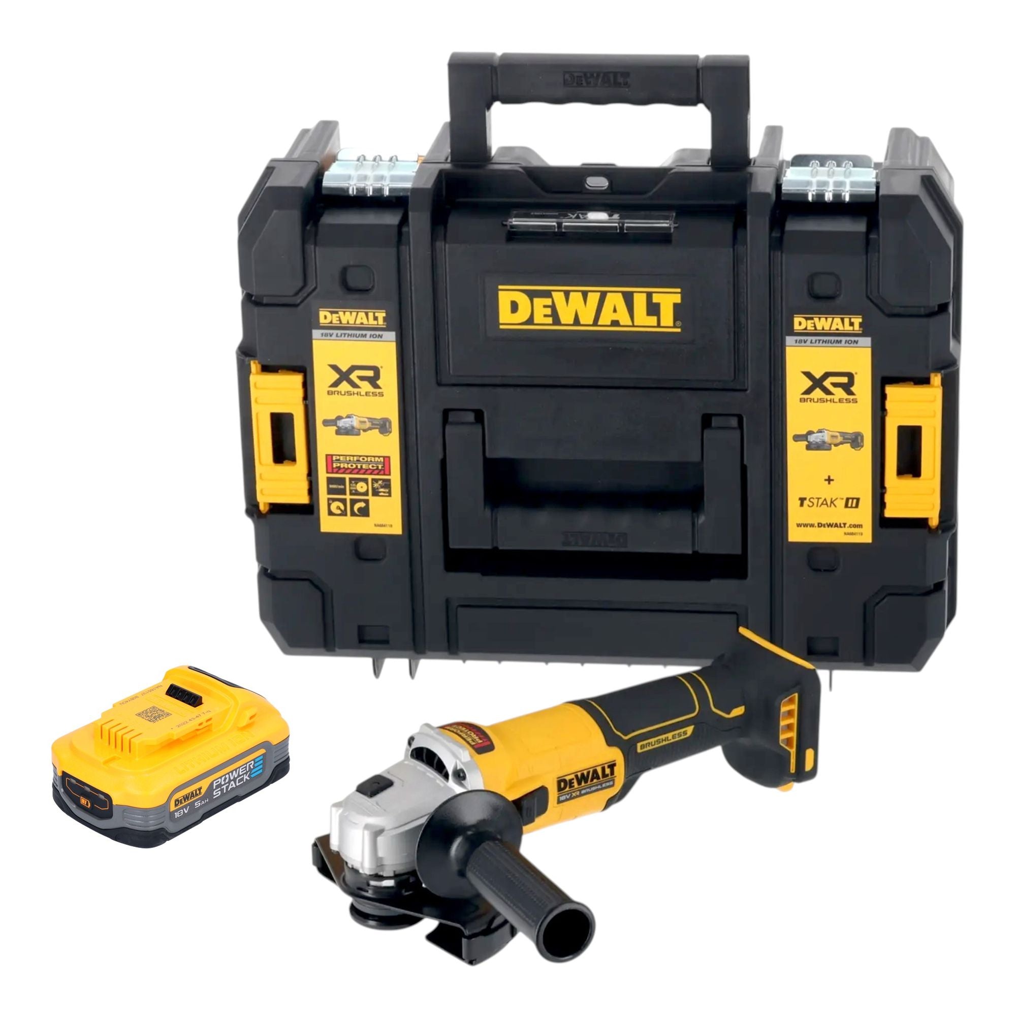 DeWalt DCG 407 NT Akku Winkelschleifer 18 V 125 mm Brushless 1x Powerstack Akku 5 0 Ah TSTAK ohne Ladegeraet 0 - toolbrothers