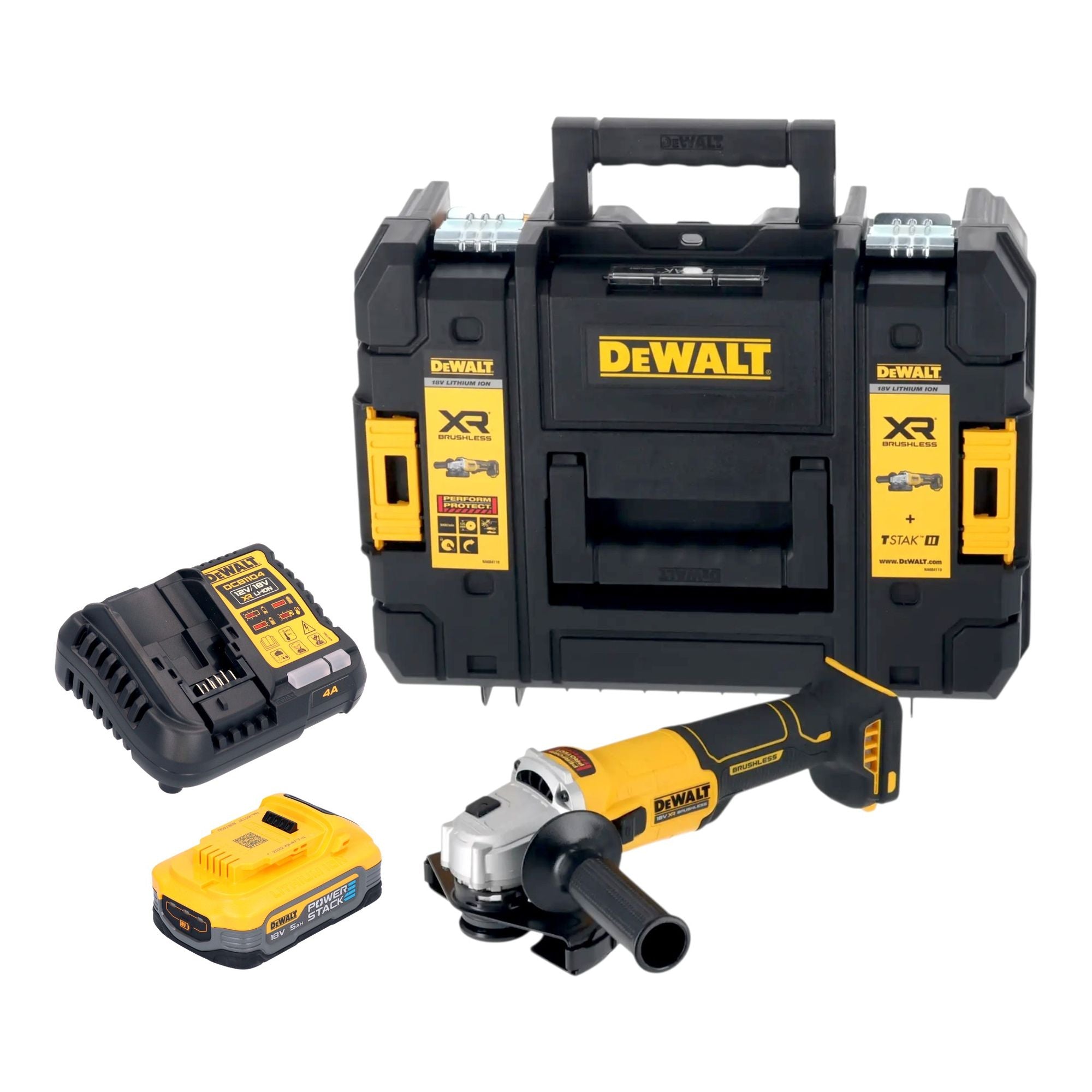 DeWalt DCG 407 H1T Akku Winkelschleifer 18 V 125 mm Brushless 1x Powerstack Akku 5 0 Ah Ladegeraet TSTAK 0 - toolbrothers