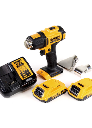 DeWalt DCE 530 D2 Akku Heißluftpistole 18V 530°C + 2x Akku 2,0Ah + 1x Lader+ Flächen- und Reflektordüse - Toolbrothers