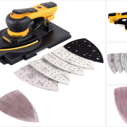 Mirka DEOS 663CV Deltaschleifer 100x152x152mm 250W 3,0 Hub + 50x Delta Schleifblätter Grip P80 - Toolbrothers