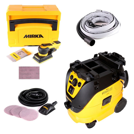 Mirka DEOS System PRO ( KIT1719WOMDE ) DEOS 353 CV Schwingschleifer + Industrie Staubsauger 1230 M AFC + Absaugschlauch 4m + Roundy Startkit + 250x Schleifstreifen - Toolbrothers