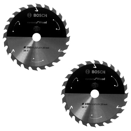 Bosch Kreissägeblatt Standard for Wood 160 x 1,5 x 20 / 15,875 mm 24 Zähne (2x 2608837676 ) - Toolbrothers