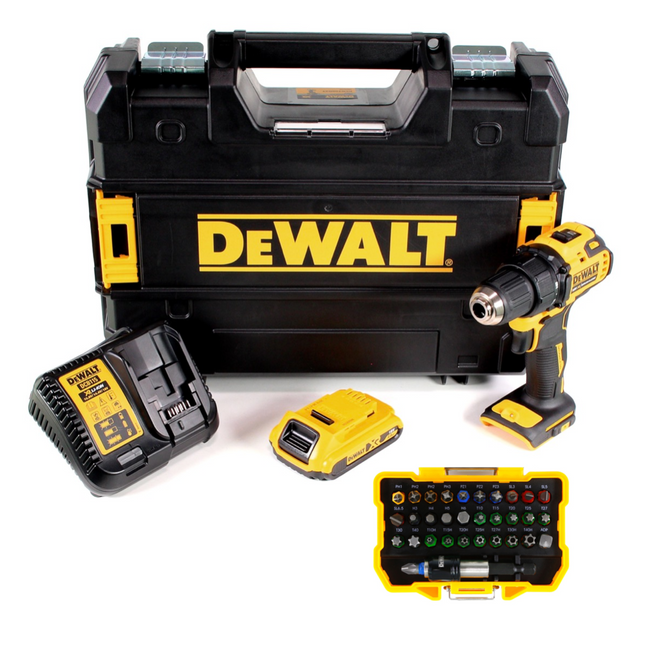 DeWalt DCD 708 D1T Akku Bohrschrauber 18V 65Nm Brushless + 1x Akku 2,0Ah + Ladegerät + Bit-Set 32-tlg. + TSTAK - Toolbrothers