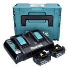 Makita Power Source Kit 18 V mit 2x BL 1830 B Akku 3,0 Ah ( 2x 197599-5 ) + DC 18 RD Doppelladegerät ( 196933-6 ) + Makpac - Toolbrothers