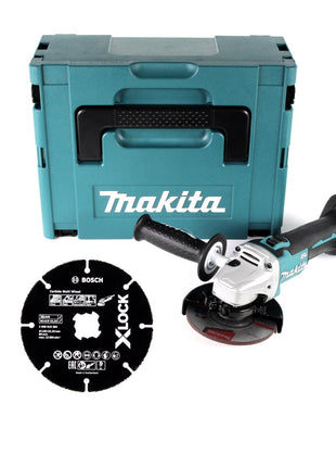 Makita DGA 511 ZJ Akku Winkelschleifer 18 V 125mm Brushless + Trennscheibe + Makpac - ohne Akku, ohne Ladegerät