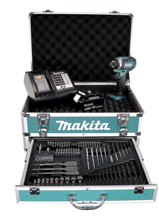 Makita DTD 152 SGX4 llave de impacto inalámbrica 18V 165Nm 1/4" + 1x batería 6.0Ah + cargador + juego de brocas 70 piezas + estuche