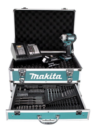 Makita DTD 170 SFX4 Akku Schlagschrauber 18V 175Nm Brushless + 1x Akku 3,0Ah + Ladegerät + 70tlg. Bit Bohrer Set + Koffer