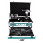 Taladro percutor inalámbrico Makita DHP 482 W STX4 18 V 62 Nm + 1x batería 5,0Ah + cargador + 70 piezas. Juego de brocas + estuche