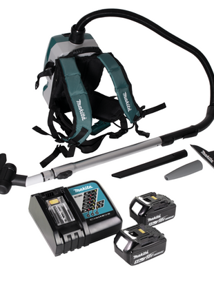 Makita DVC 261 RTX15 Aspirateur dorsal sans fil 36V (2x 18V) 2L brushless + 2x Batteries 5.0Ah + Chargeur