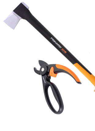 Fiskars X21 Axt Spaltaxt - L 3D 71cm 1,6kg ( 1015642 ) + Fiskars P43 Amboss Gartenschere Elegance Fingerloop 20mm ( 1001535 )