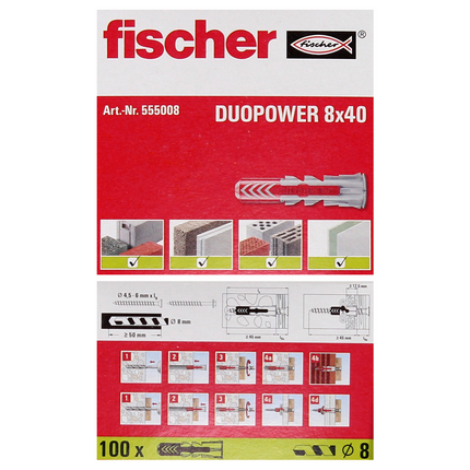 Fischer Spreizdübel DUOPOWER 8x40mm 200 Stk. ( 2x 555008 )