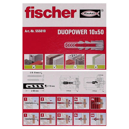 Fischer Spreizdübel DUOPOWER 10x50mm 500 Stk. ( 10x 555010 )