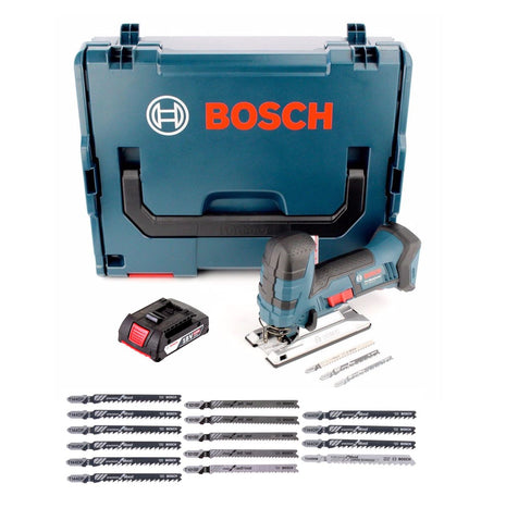 Bosch GST 18 V-LI S Akku Stichsäge 18V + 1x Akku 2,0Ah + 18x Sägeblatt + L-Boxx - ohne Ladegerät