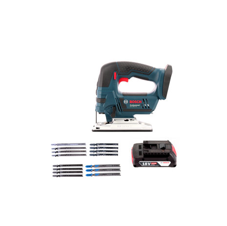 Bosch GST 18 V-LI S Akku Stichsäge 18V + Stichsägeblatt Set 15tlg. + 1 x Akku 2,0Ah + L-Boxx - ohne Ladegerät