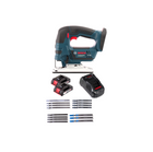 Bosch GST 18 V-LI S Akku Stichsäge 18V + Stichsägeblatt Set 15tlg. + 2 x Akku 2,0Ah + L-Boxx + Ladegerät