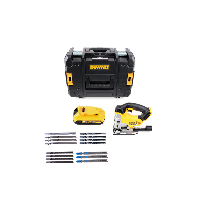 DeWalt DCS 331 N Akku Stichsäge + 1x Akku 2Ah + Bosch-Stichsägeblatt Set + TSTAK - ohne Ladegerät