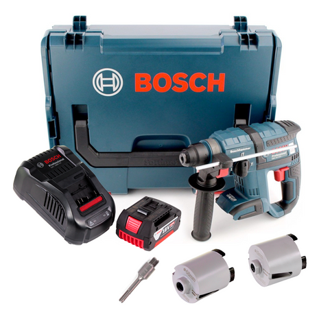 Bosch GBH 18 V-EC Akku Bohrhammer 18V 1,7J SDS-plus Brushless + 1x Akku 5,0Ah + Ladegerät + Zubehör Steckdosenbohrkronen + L-Boxx