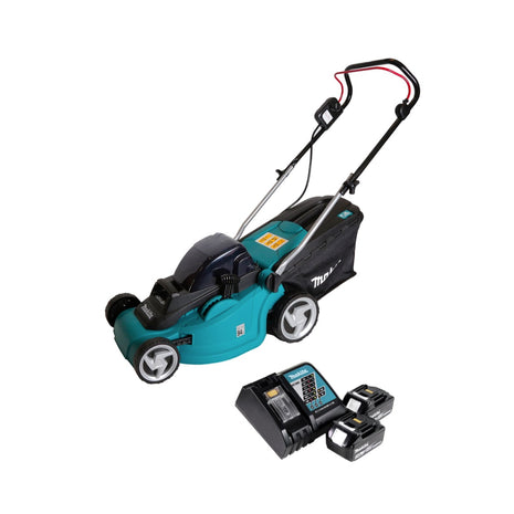 Cortacésped a batería Makita DLM 380 RF2 36V (2x18V) 38cm + 2x batería 3,0 Ah + cargador