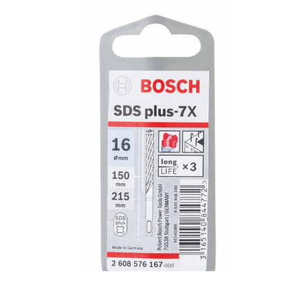 Bosch Hammerbohrer SDS-plus 7X Bohrer 16x150x215mm Carbide ( 2608576167 ) PGM zertifiziert - Toolbrothers
