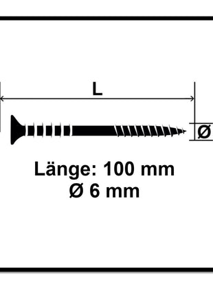 SPAX Vis de réglage 6,0 x 100 mm, 100 pcs. Filetage de réglage avec rainures de guidage, Tête plate, T-STAR Plus, 4Cut, WIROX (161010601005)