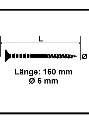 Tornillo de ajuste SPAX 6,0x160 mm 100 piezas (161010601605) rosca de ajuste con ranuras de retención cabeza plana T-STAR Plus 4Cut WIROX