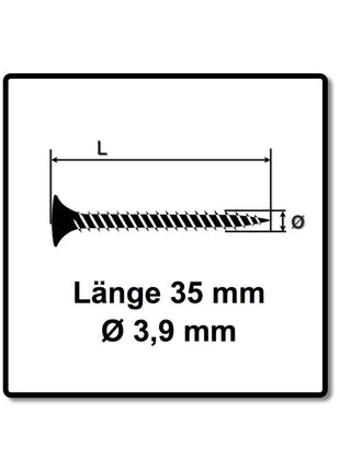 SPAX GIX-A Schnellbauschrauben Feingewinde magaziniert 3,9x35mm Phosphatiert 1000 Stück ( 1091170390356 ) Vollgewinde, Trompetenkopf, Kreuzschlitz H2, Nadelspitze