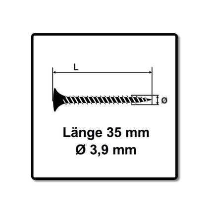 SPAX GIX-A Schnellbauschrauben Feingewinde magaziniert 3,9x35mm Phosphatiert 1000 Stück ( 1091170390356 ) Vollgewinde, Trompetenkopf, Kreuzschlitz H2, Nadelspitze