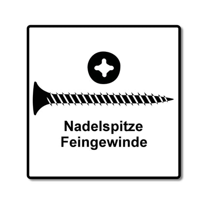 SPAX GIX-A Schnellbauschrauben Feingewinde magaziniert 3,9x35mm Phosphatiert 1000 Stück ( 1091170390356 ) Vollgewinde, Trompetenkopf, Kreuzschlitz H2, Nadelspitze