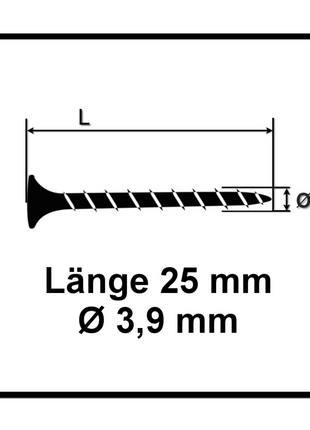 SPAX GIX-B Schnellbauschrauben magaziniert, 3,9x25mm, Nadelspitze, 1000 Stück ( 1891170390256 ) Vollgewinde, Trompetenkopf, Kreuzschlitz H2