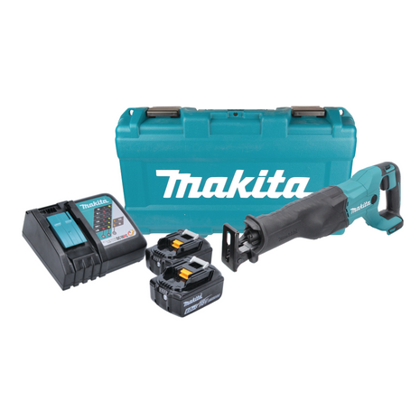 Makita DJR 186 RGK Akku Reciprosäge Säbelsäge 18 V + 2x Akku 6,0 Ah + Ladegerät + Koffer