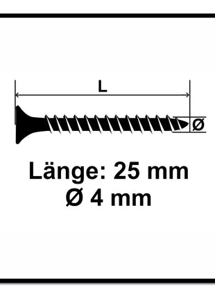 Fischer Power-Fast II FPF II Spanplattenschraube 4,0x25 mm 1000 Stück ( 670624 ) Senkkopf mit Torx Vollgewinde galvanisch verzinkt, blau passiviert