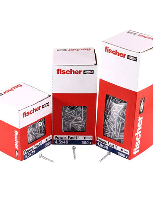 Fischer Power-Fast II FPF II Vis à bois aggloméré 4,0x35mm, Tête fraisée, Empreinte Torx ,Filetage partiel, Zingué blanc, Bleu passivé - 1000 pcs. (670625)