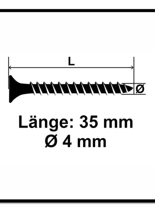 Fischer Power-Fast II FPF II Spanplattenschraube 4,0x35 mm 200 Stück ( 670156 ) Senkkopf mit Torx Vollgewinde galvanisch verzinkt, blau passiviert