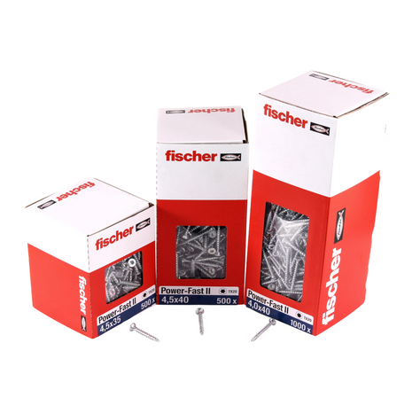 Fischer Power-Fast II FPF II tornillos para aglomerado 4,0x40 mm 1000 piezas (670158) cabeza avellanada con rosca completa Torx, galvanizado, pasivado azul