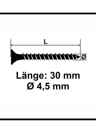 Fischer Power-Fast II FPF II Spanplattemschraube 4,5x30 mm 200 Stück ( 670256 ) Senkkopf mit Torx Vollgewinde galvanisch verzinkt, blau passiviert