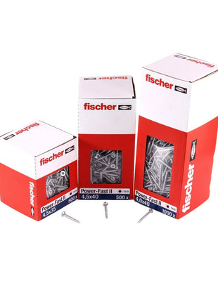 Fischer Power-Fast II FPF II tornillos para aglomerado 5,0x60 mm 500 piezas (670361) cabeza avellanada con rosca completa Torx, galvanizado, pasivado azul