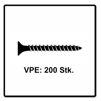 Fischer Power-Fast II FPF II Spanplattenschraube 6,0x60 mm 200 Stück ( 670456 ) Senkkopf mit Torx Vollgewinde galvanisch verzinkt, blau passiviert